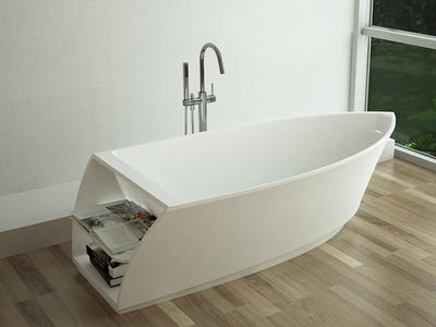 Boat shape design White color solid surface bathtub BS-8600