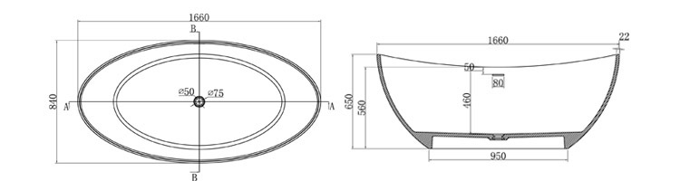 Bellissimo-Professional Customsolid Surface Bathroom Free Standing Bathtub Bs-8633a-3
