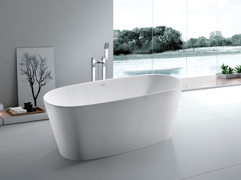Small deep freestanding bathroom solid surface bathtub BS-8602