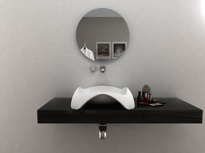 Unique shape bathroom wash hand basin solid surface bathroom sink BS-8344