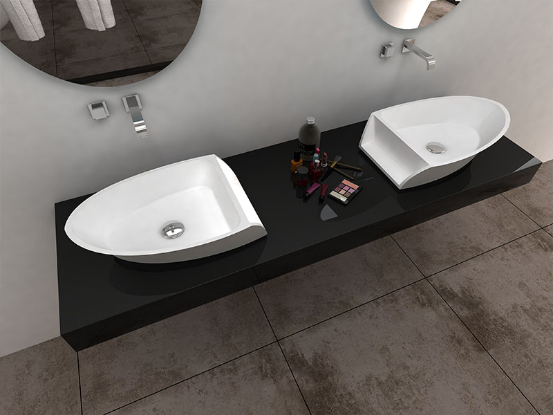 Boat shape design resin solid surface wash basin bathroom sink BS-8345