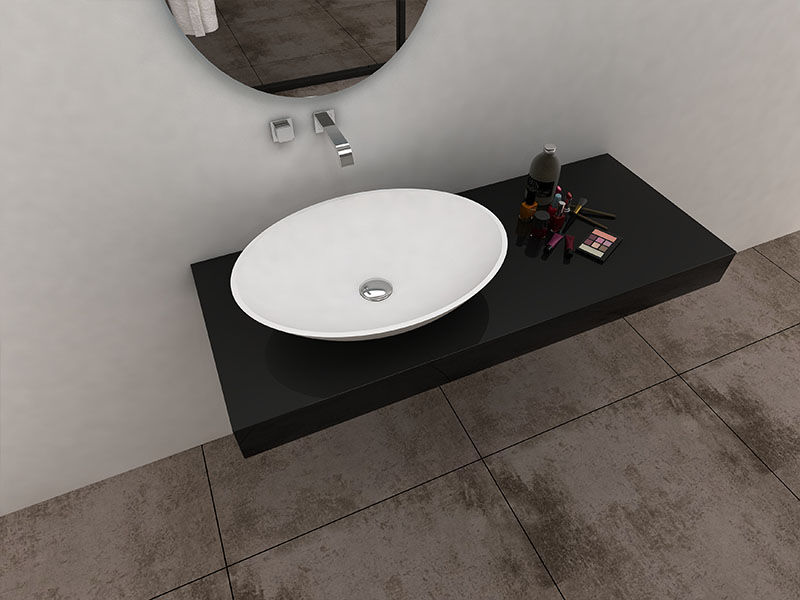 Art Colorful oval shape bathroom sink solid surface wash hand basin BS -8346
