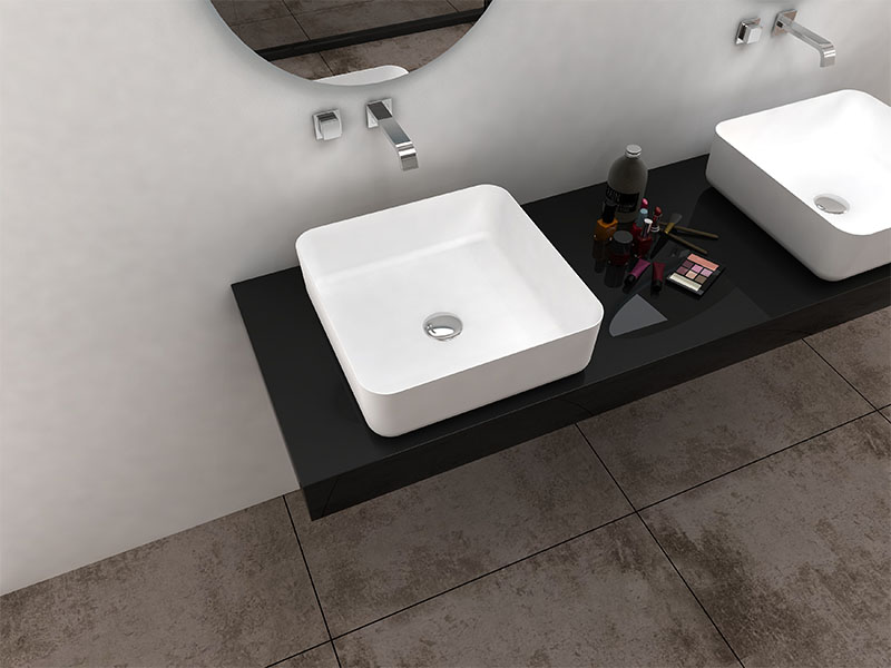 Sligh edge square corner wash basin bathroom solid surface sink BS-8348