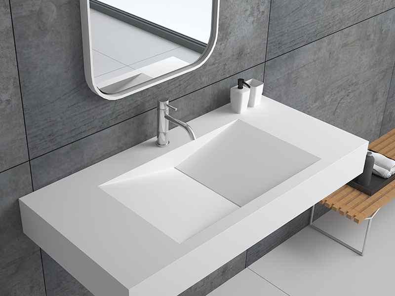 Modern design stone resin wall mounted basin bathroom sink BS -8408