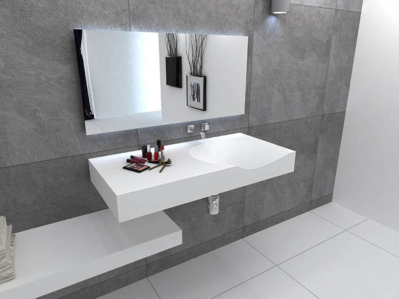 Solid surface bathroom wall mounted wash basin BS -8424