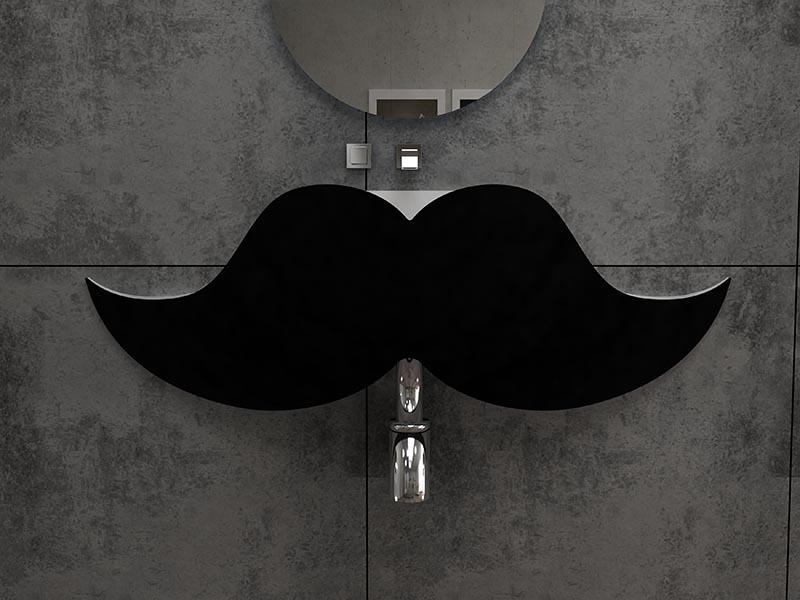Black beard shape design wall mounted bathroom sink solid surface basin BS-8346