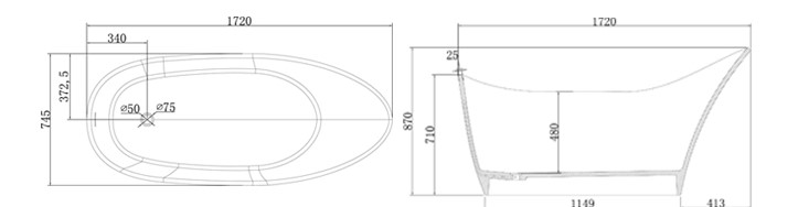 Bellissimo-Shoe Shaped Stone Resin Standalone Solid Surface Bathroom Freestanding-3
