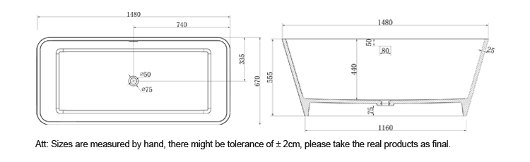 Bellissimo-Rectangular Freestanding Resin Stone Cast Solid Surface Bathroom Bathtub-3