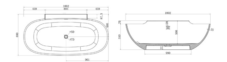 Bellissimo-Oval With Special Skirt Stone Resin Freestanding Bathroom Solid Surface-3