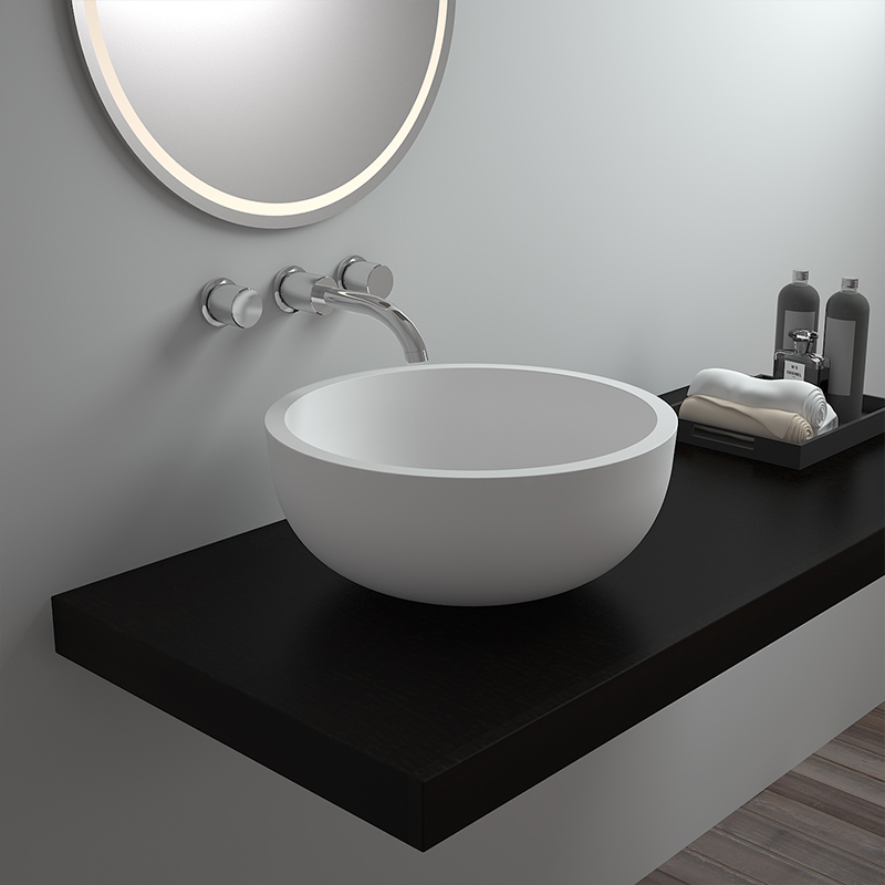 Bowl round bath solid surface resin stone countertop bathroom sink BS-8301