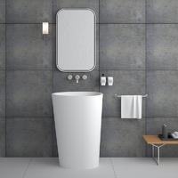 Oval shaped freestanding floor mounted wash basin solid surface bathroom sink BS-8501