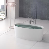Stone cast resin oval shaped design solid surface floor mounted freestanding bathtub BS-8610