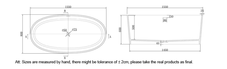 Bellissimo-Stone Cast Resin Oval Shaped Design Solid Surface Floor Mounted Freestanding-3
