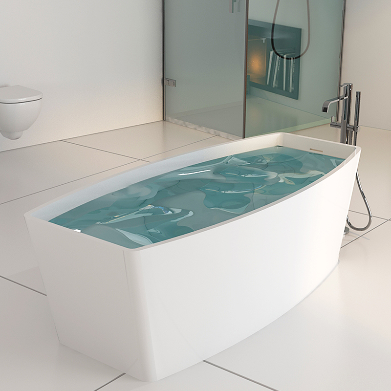 Curve edge shaped freestanding solid surface composite resin stone bathroom bathtub BS-8618