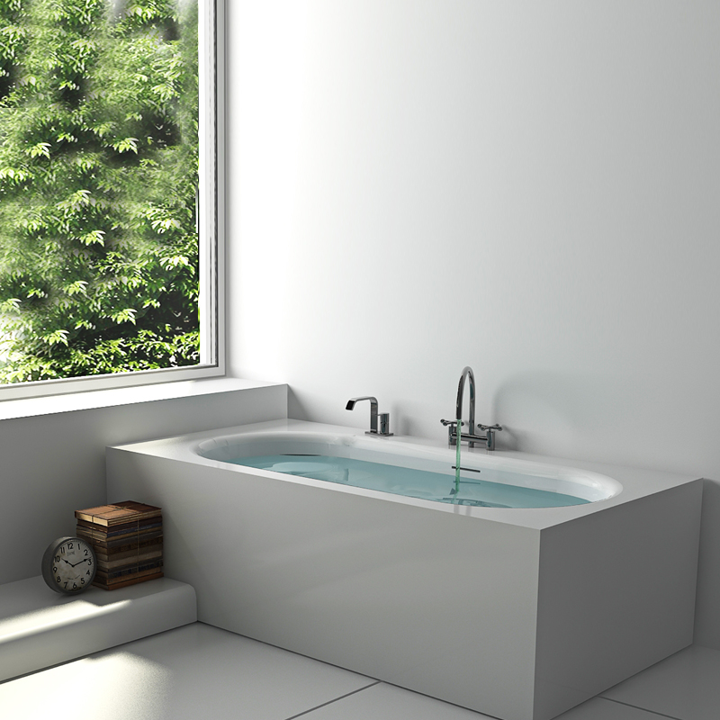 Rectangular classical design soaking solid surface bath stone cast resin bathtub BS-8620