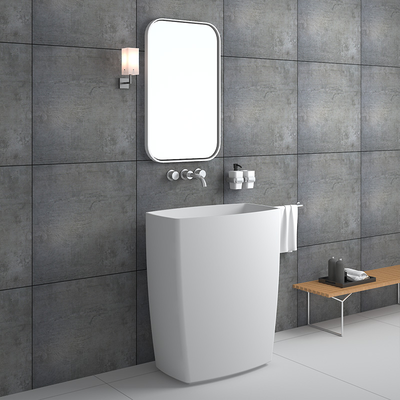 Big size unique design solid surface bathroom stone cast resin freestanding sink BS-8503