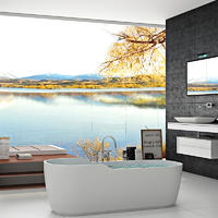 Unique side artificial marble Solid surface bathroom tub resin stone bathtub BS-8625