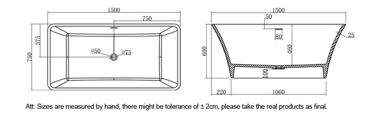Bellissimo-Manufacturer Of Solid Surface Resin Stone Bathtub Bs-8639-3