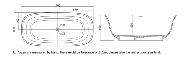 Bellissimo-High-quality Solid Surface Resin Bathtub Bs-8643 | Solid Surface Bathtub-3