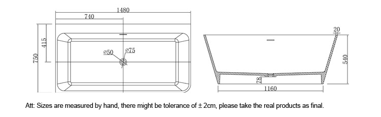 Bellissimo-Solid Surface Resin Stone Bathtub Bs-8648 - Bellissimo Company Limited-3