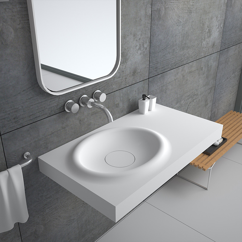 Bellissimo-Solid Surface Resin Stone Wall Mounted Basin Bs-8419 - Bellissimo