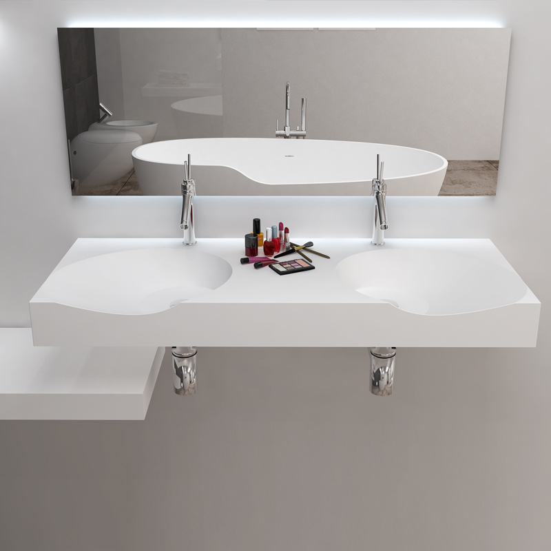 Solid surface resin stone wall mounted basin BS-8424D