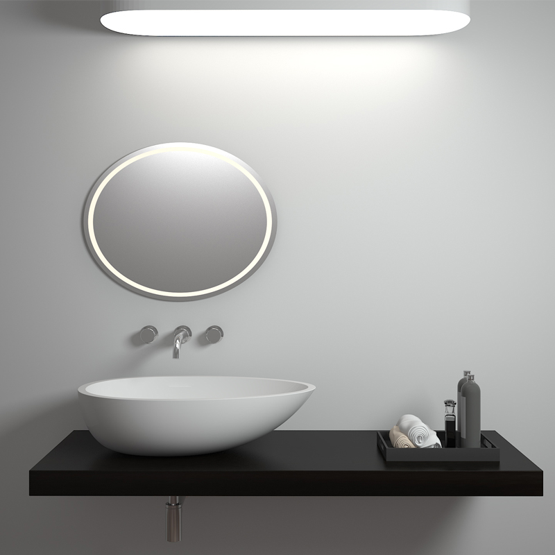 Egg shaped oval bathroom sink Solid surface resin stone counter top basin BS-8304