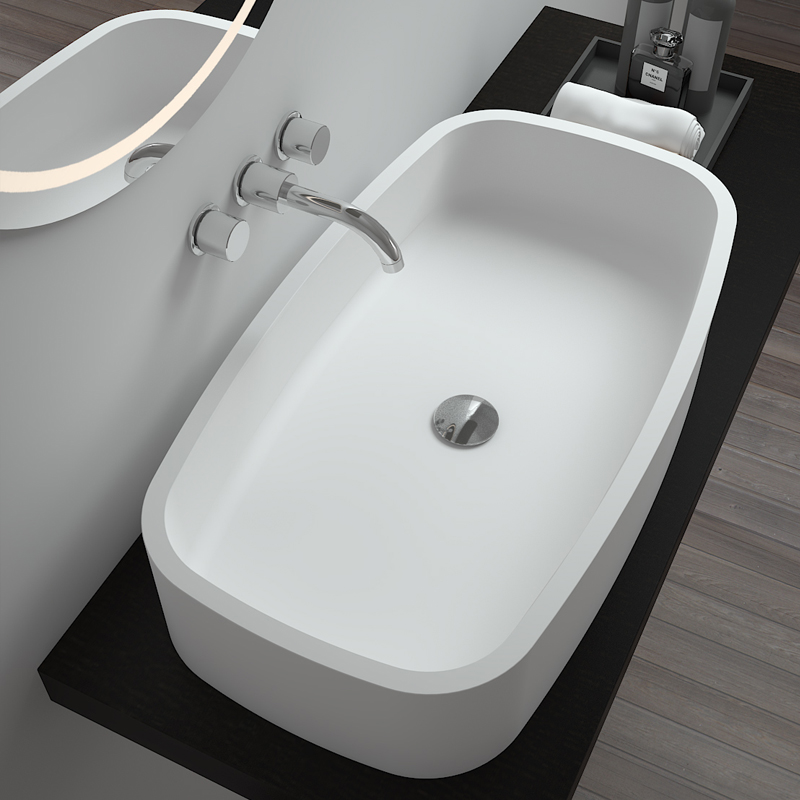 Rectangular shaped special corner design bathroom sink Solid surface counter top basin BS-8305